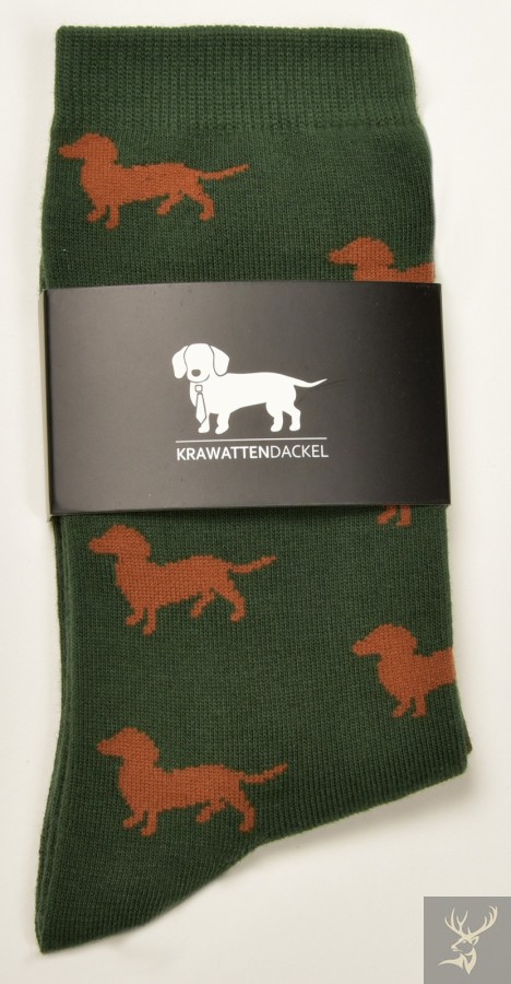 Krawattendackel Socken grün Dackel braun 