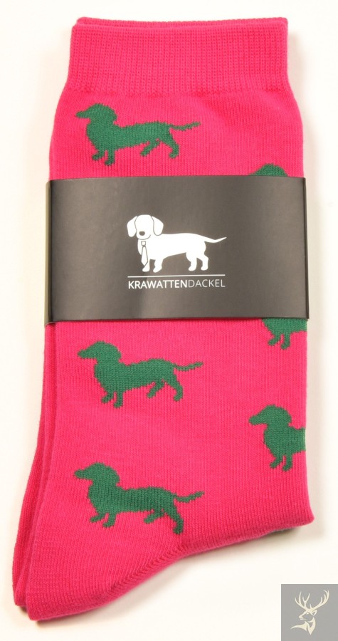 Krawattendackel Socken pink Dackel grün Größe 36-40