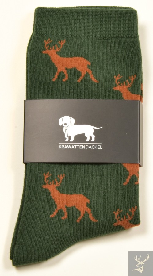 Krawattendackel Socken grün Hirsch braun 