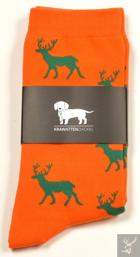 Krawattendackel Socken orange Hirsch grün 