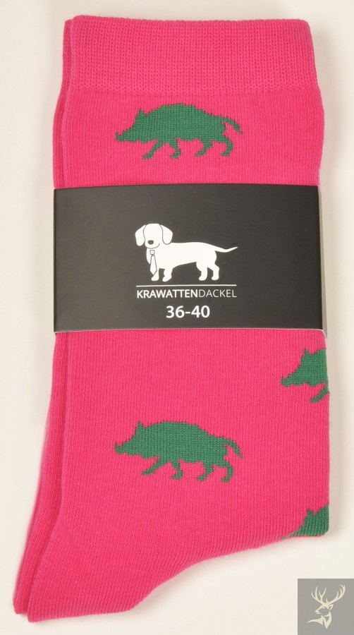Krawattendackel Socken pink Wildschwein grün 