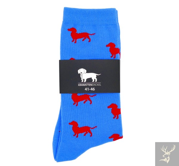 Krawattendackel Socken blau Dackel rot Größe 41-46